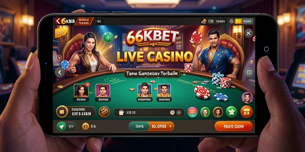 Gambaran gameplay Live Casino yang mendebarkan di 66KBET.