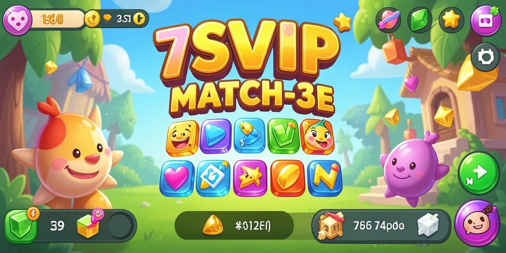 Tampilan gameplay seru dari 7SVIP dengan berbagai tantangan Match-3.