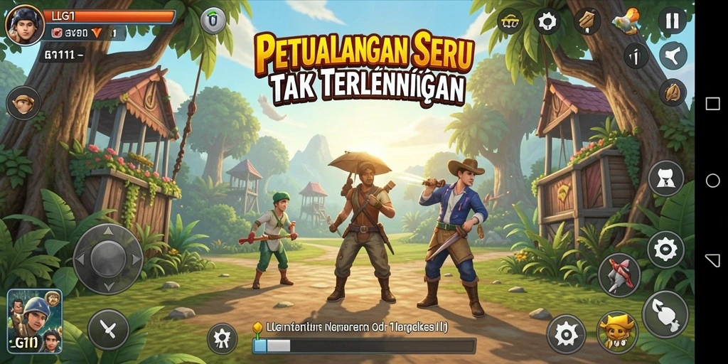 Screenshot gameplay LG111 dengan aksi petualangan yang mendebarkan.