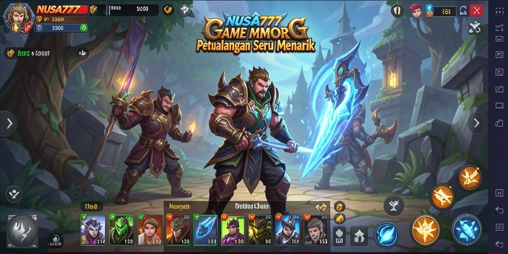Screenshot gameplay NUSA777 yang menggambarkan pertarungan seru di dunia MMORPG.